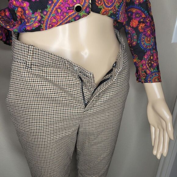 Zara Womens Houndstooth High Rise Skinny Trouser Pants - Picture 6 of 12